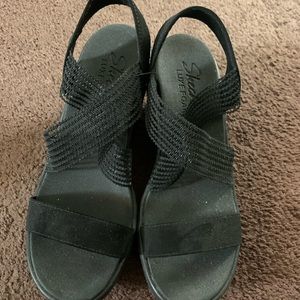 womens black wedge sandals